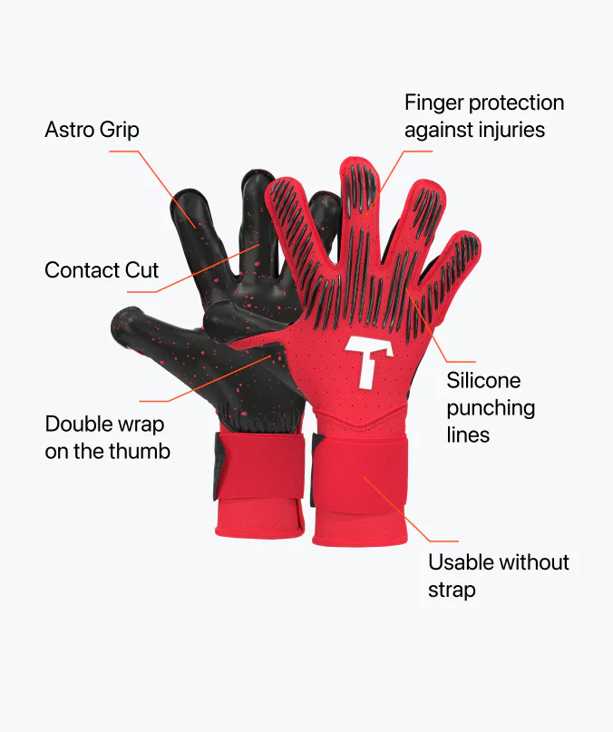 Rebel 2.0 Solar Red Finger Protection Goalkeeper Gloves