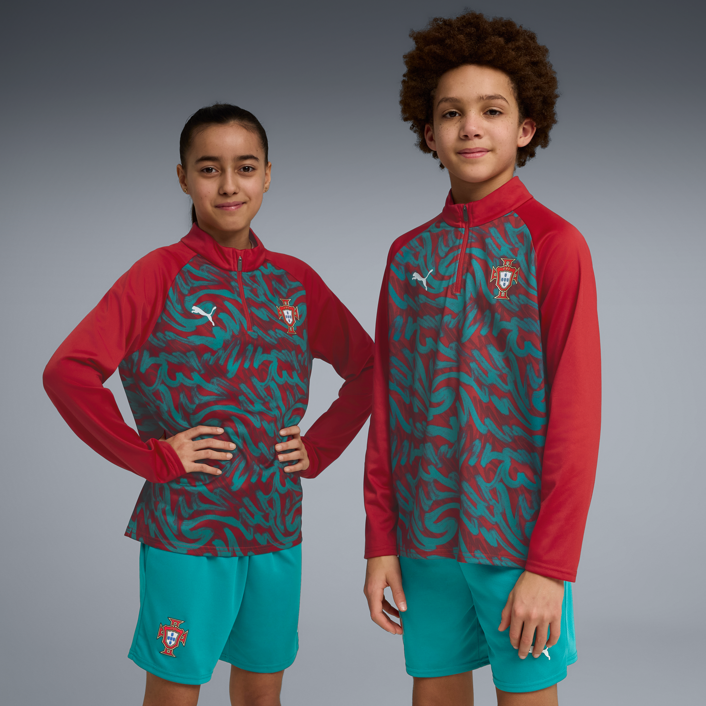 Maillot d'échauffement Portugal FPF à quart de zip - Junior