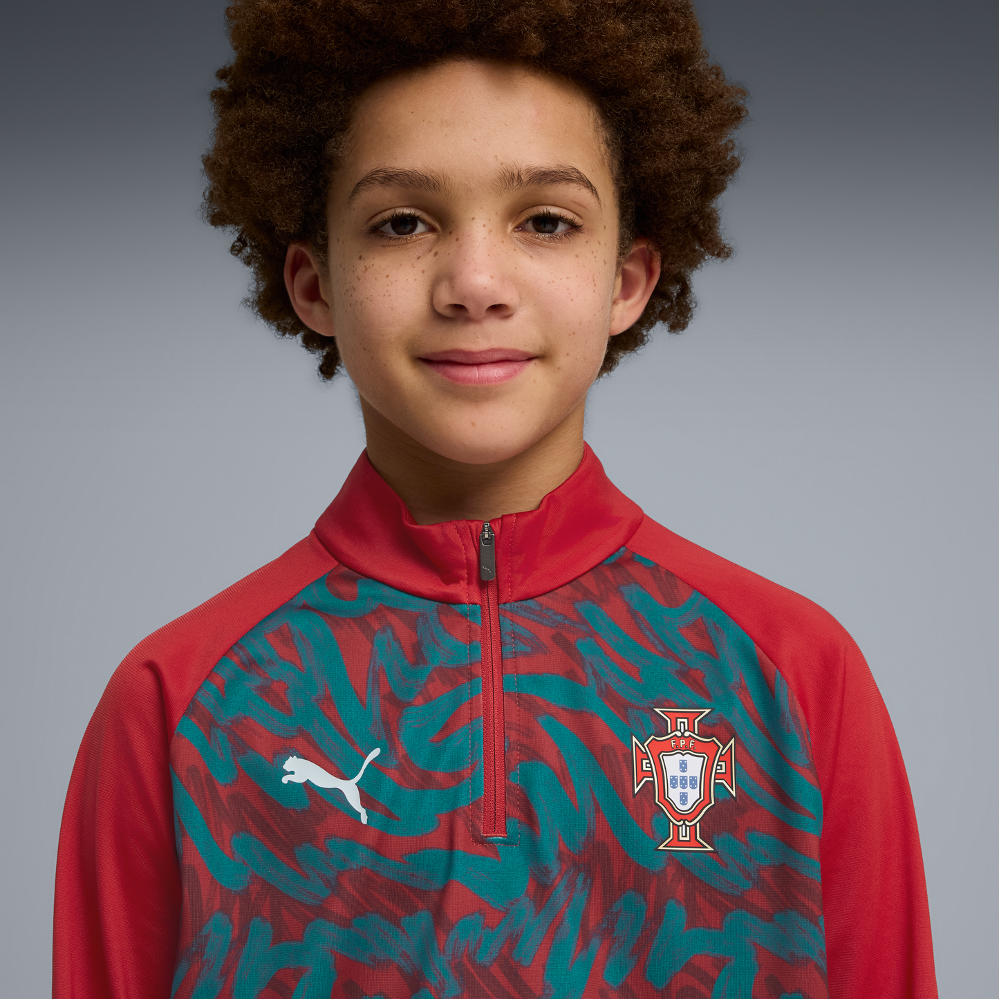 Maillot d'échauffement Portugal FPF à quart de zip - Junior