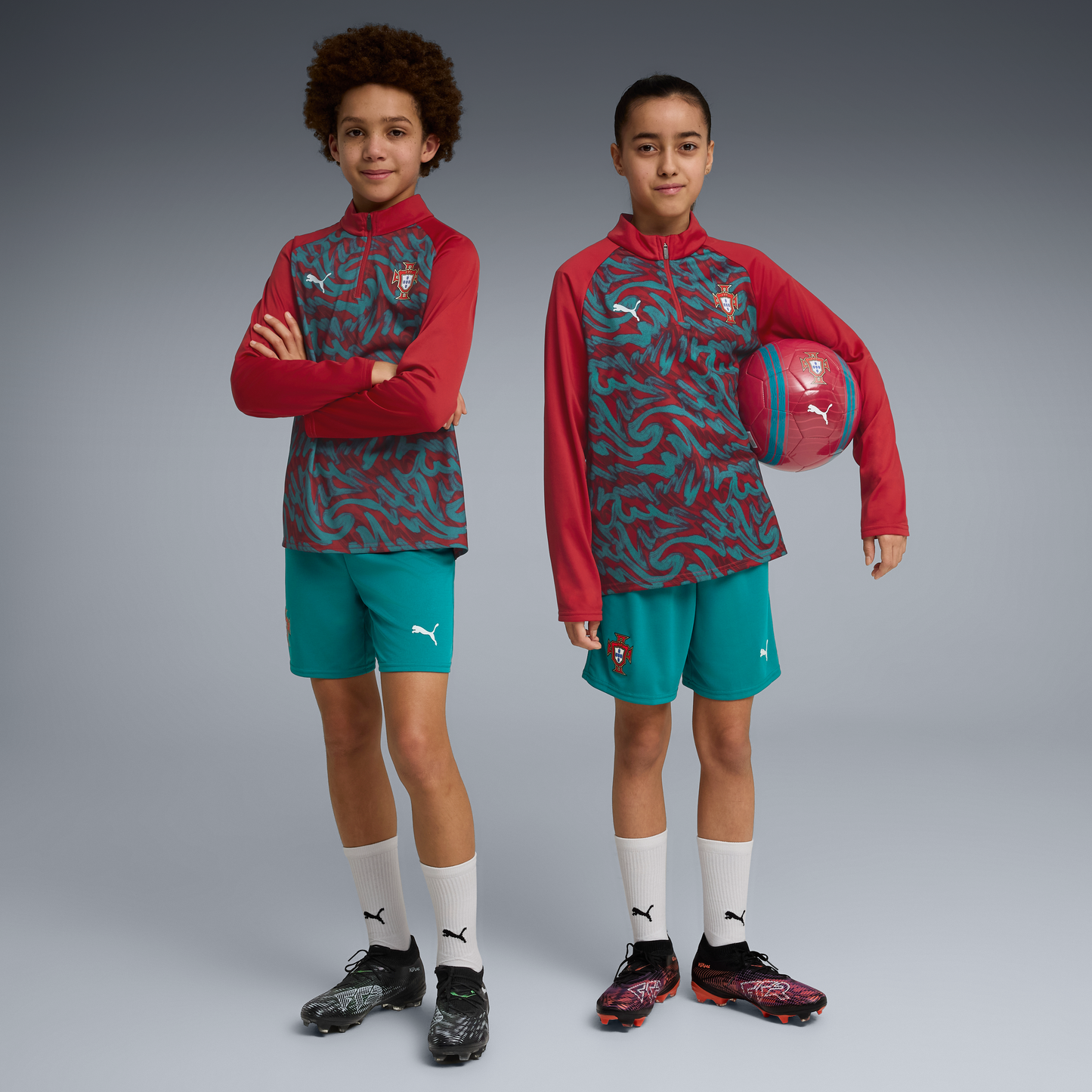 Maillot d'échauffement Portugal FPF à quart de zip - Junior
