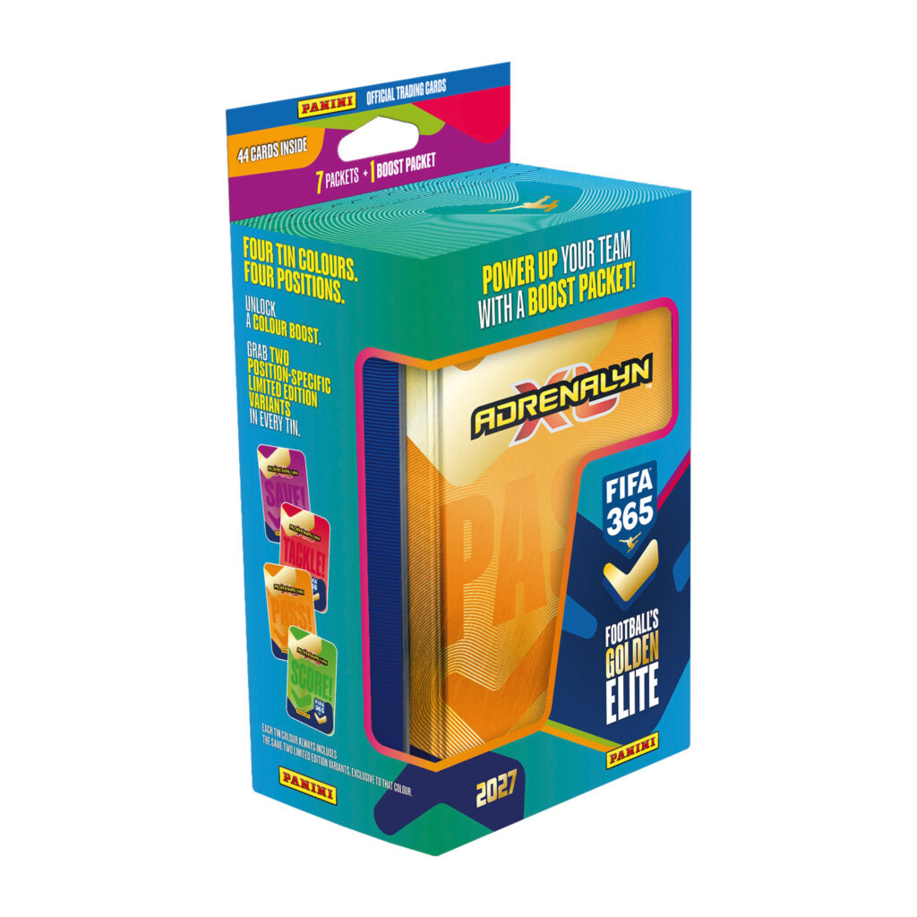 Mega Tin de cartes Panini Adrenalyn XL FIFA 365 2026-27 (39 Cartes + 3 LE)