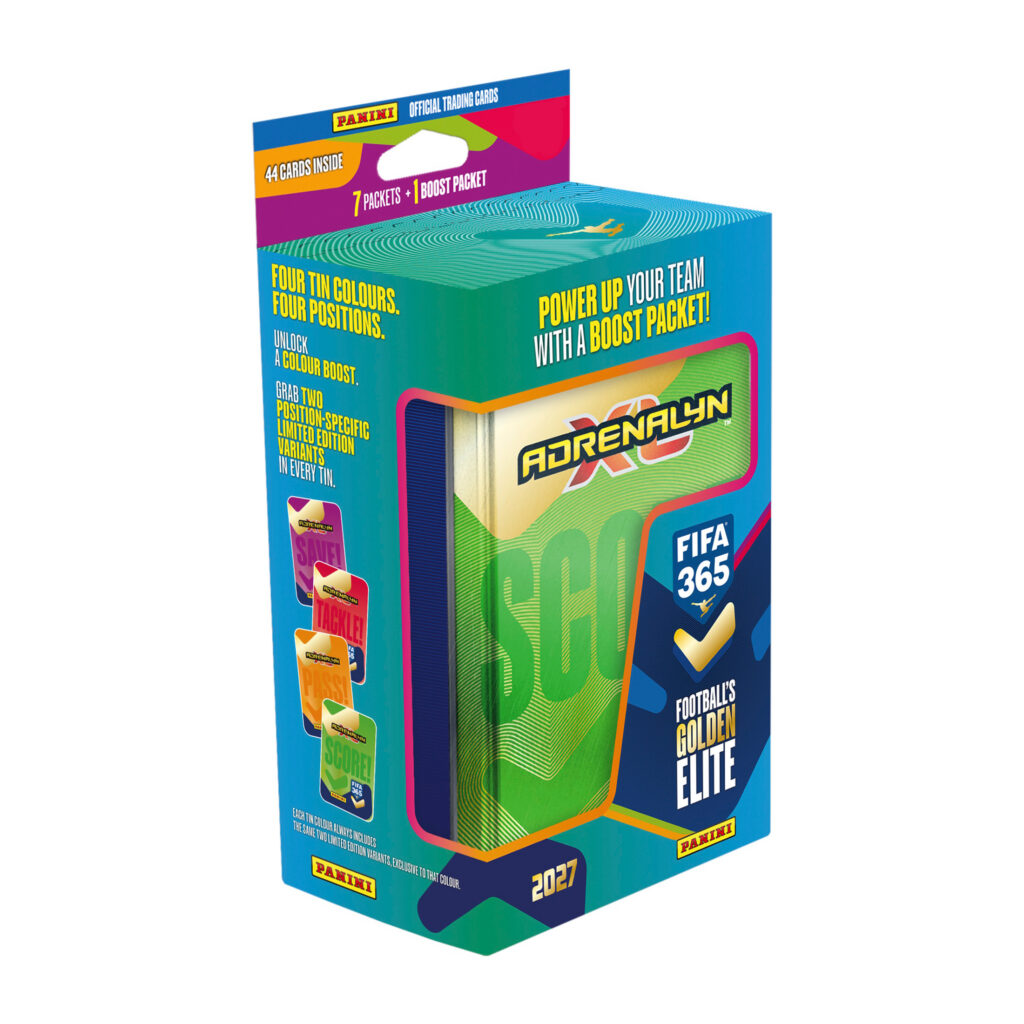 Mega Tin de cartes Panini Adrenalyn XL FIFA 365 2026-27 (39 Cartes + 3 LE)