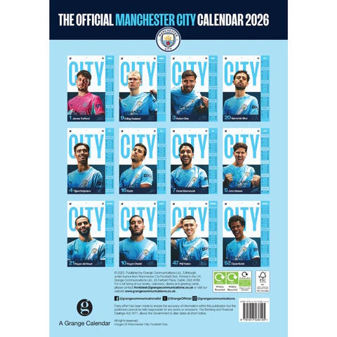 Manchester City 2026 Calendar