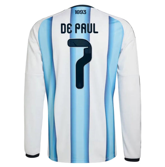 Argentina 26/27 Home Long Sleeve Jersey De Paul